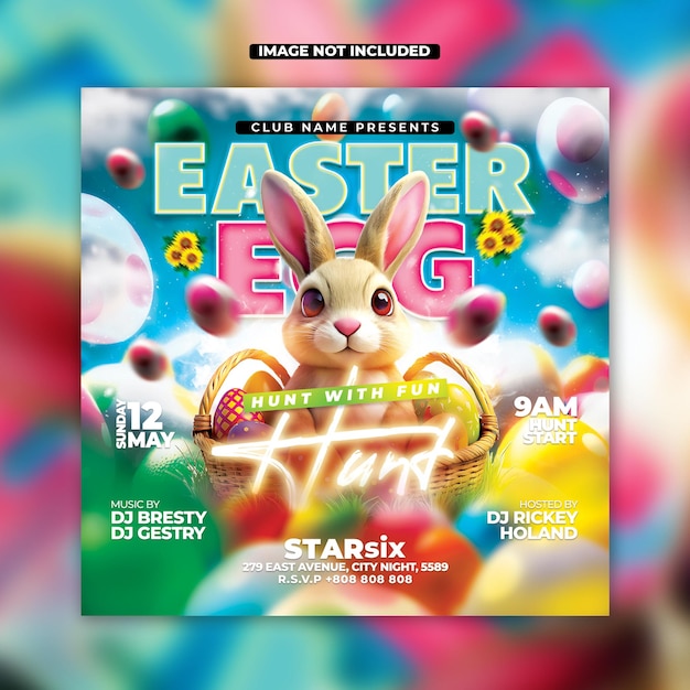 PSD psd easter egg party flyer-sjabloon