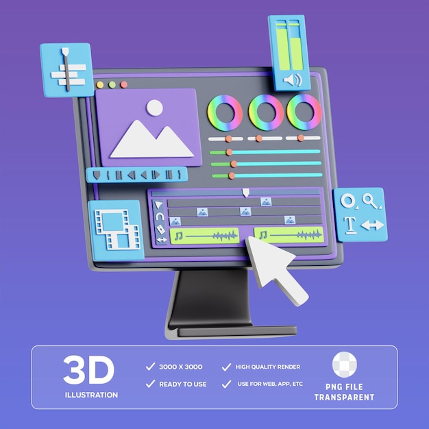 PSD psd editor programvare 3d-illustrasjon