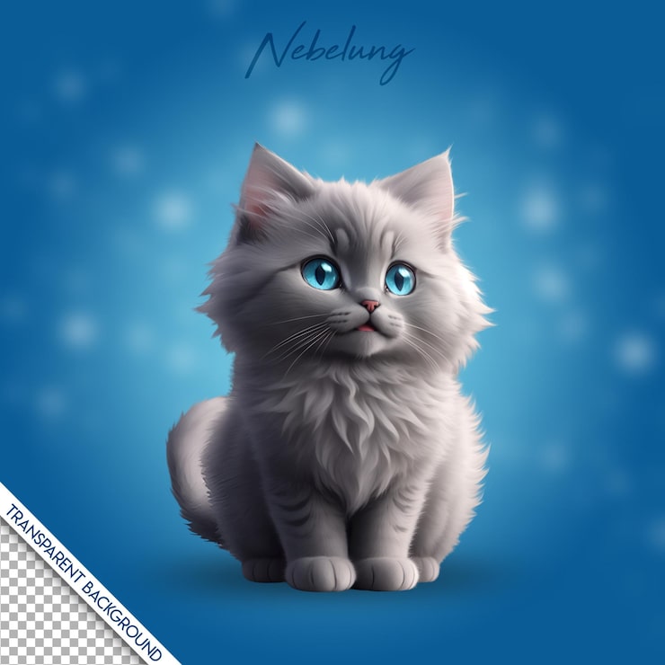 PSD psd kot chibi styl przezroczyste tło