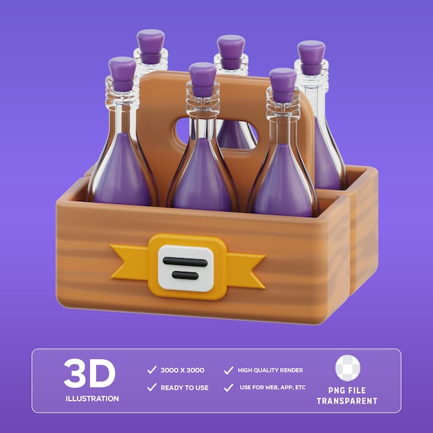 PSD psd ølflaske 3d illustration