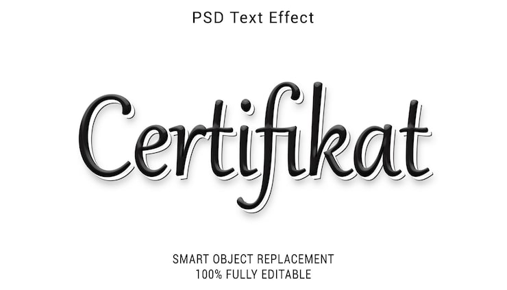 PSD psd sertifikat logo tekststileffekt