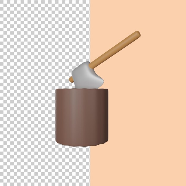 PSD puukirves 3d-ikoni-kuvitus