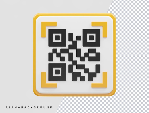 PSD qr コード ベクトル アイコン イラスト 3 d レンダリング透明要素