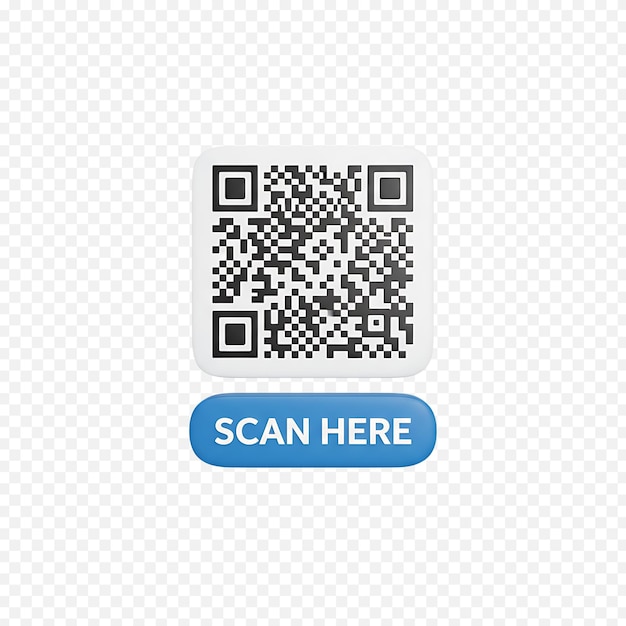 PSD 디지털 접근을 위한 '여기 스캔' 버튼이 있는 qr 코드