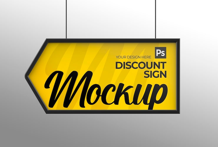 PSD rabatt skylt mockup