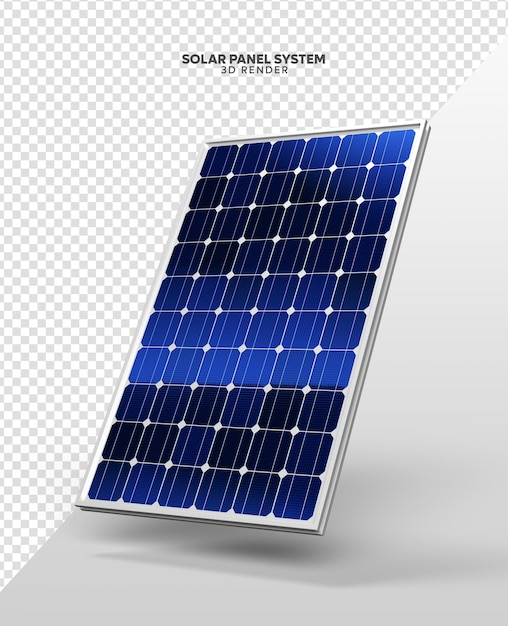 PSD realistisk 3d-rendering av solcellepanelsystem isolert for komposisjon