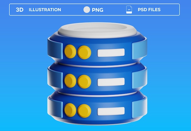 PSD render van een 3d-database-icoon