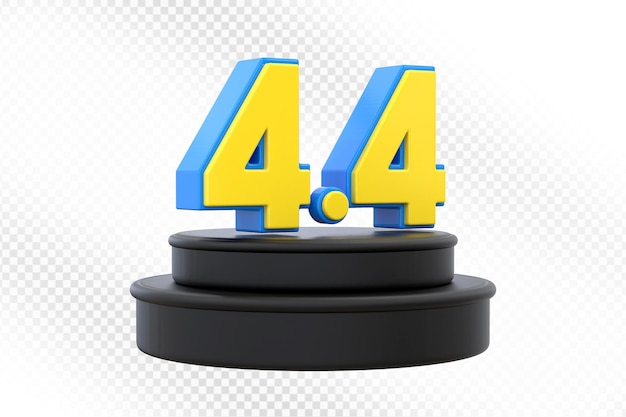 PSD rendering 3d 44 rating na czarnej platformie