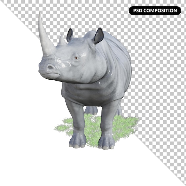 PSD renderowania ilustracji 3d nosorożca