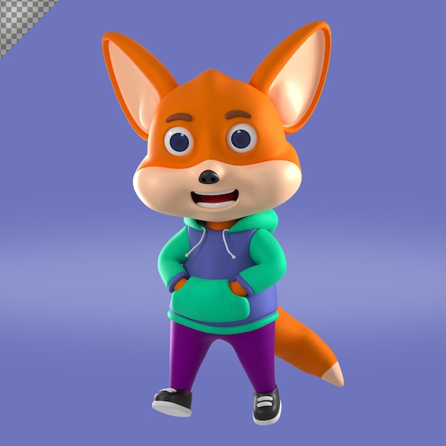 PSD renderowanie 3d ilustracja postaci lisa premium psd