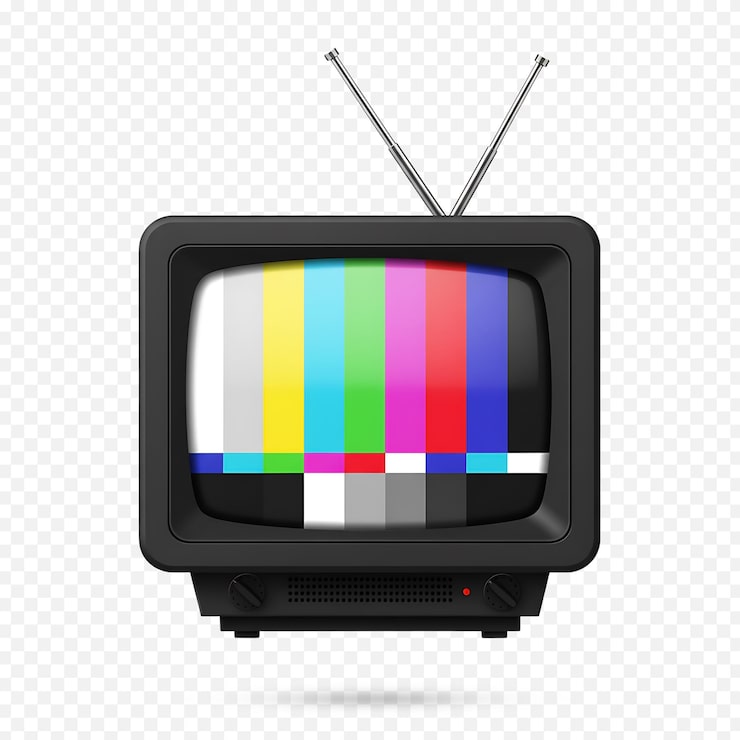 PSD renkli test ekranlı retro televizyon