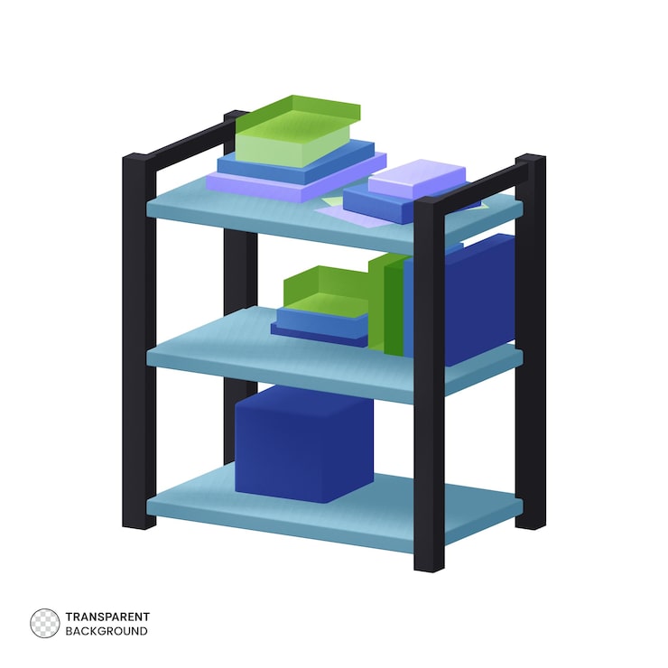 PSD reol 3d-rendering vektorillustrationer