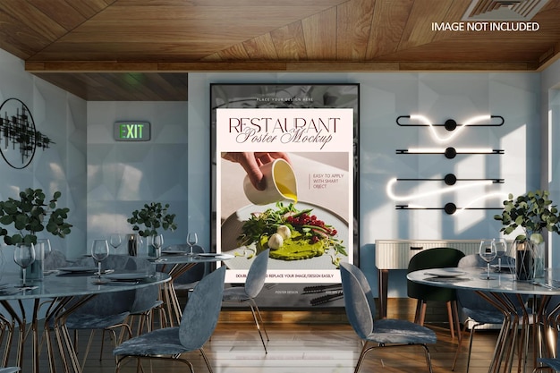 PSD restaurantplakat mockup i elegant interiør
