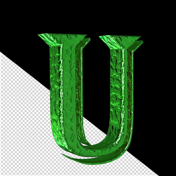 PSD rillet grønt symbol, venstre side, bokstaven u