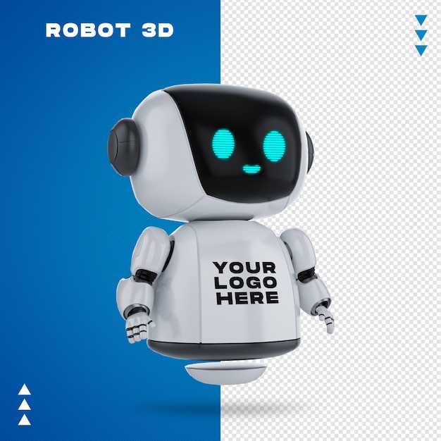PSD robot 3d makieta w renderowaniu 3d na białym tle