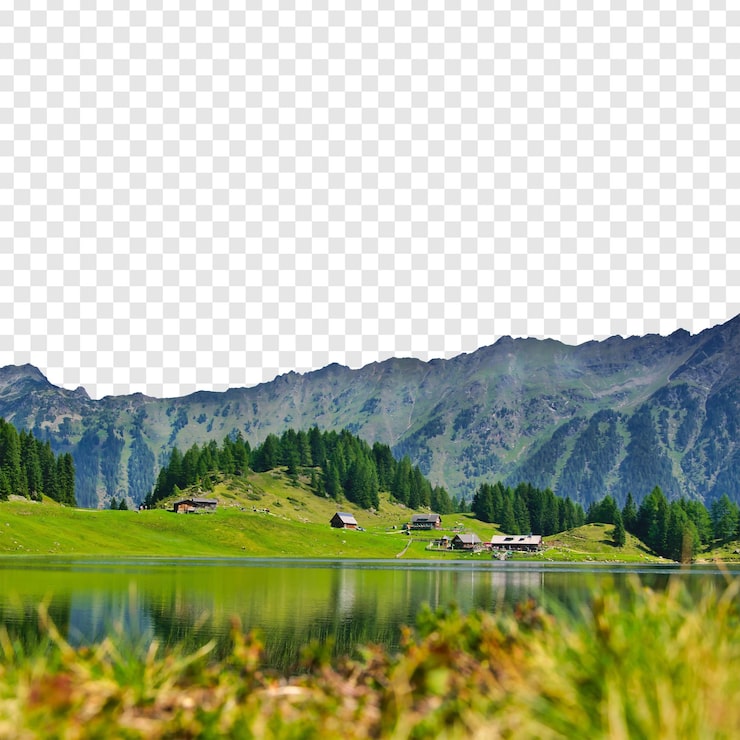 PSD rolig alpinsjø og fjellandskap