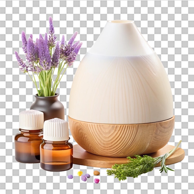 PSD scentsy-diffuser og oljer på transparent bakgrunn