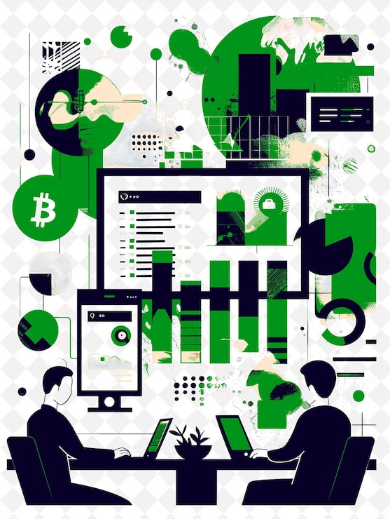 PSD school customer service night met een bitcoin-thema ondersteuning flat illustratie achtergrondontwerp