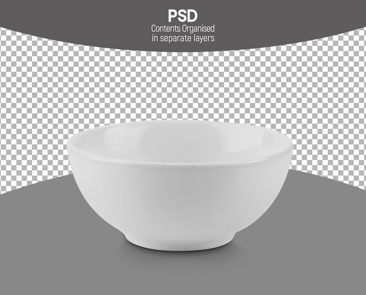 PSD şeffaf arka plan üzerinde izole edilmiş klasik beyaz kase