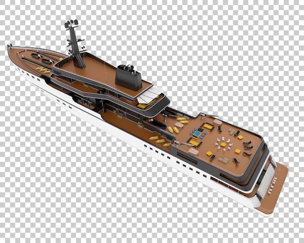 PSD şeffaf arka plan üzerinde mega yat 3d render illüstrasyonu