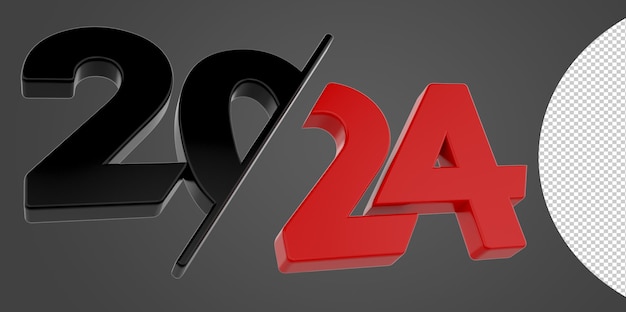 PSD şeffaf arka planda mutlu yıllar 2024