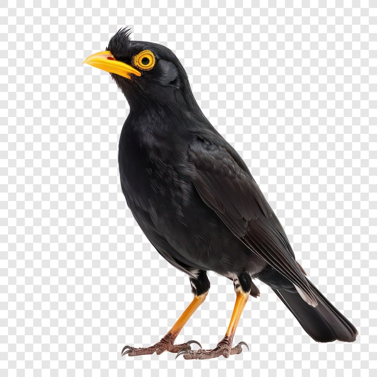 PSD şeffaflık arka plan psd'sinde myna yan görünüm tam vücut izole