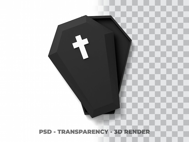 PSD şeffaflık arka planı ile tabut 3d modeli