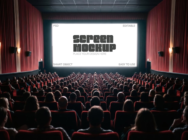 PSD seyircili sinema perdesi mockup'ı