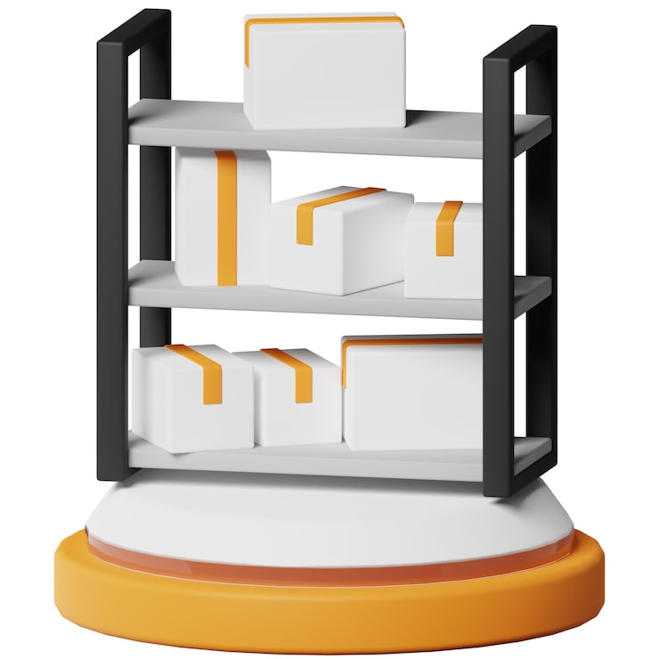 PSD shelfpakket verzending logistieke levering 3d