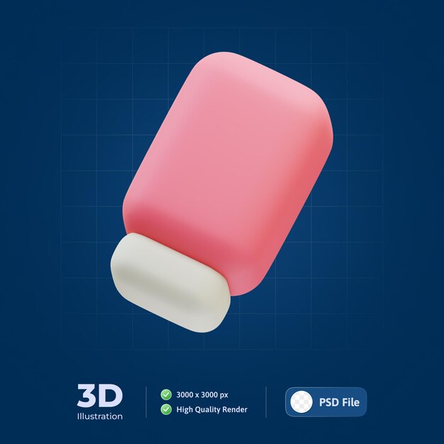 PSD silgi aracı 3d i̇llüstrasyon