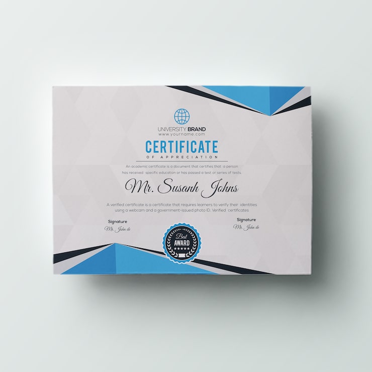 PSD skabelon til certifikat