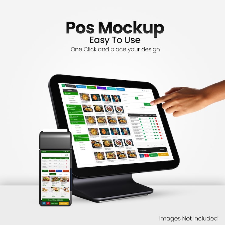 PSD skabelon til justerbar pos-terminal mockup
