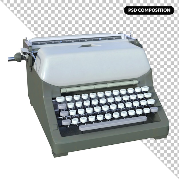 PSD skrivemaskin retro isolert 3d