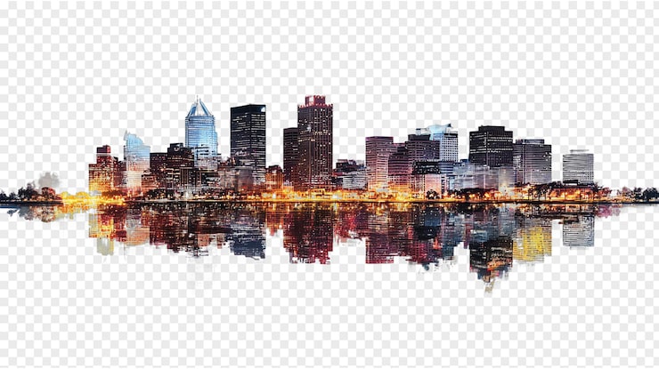 PSD skyline miasta chesapeake odizolowany na przezroczystym tle