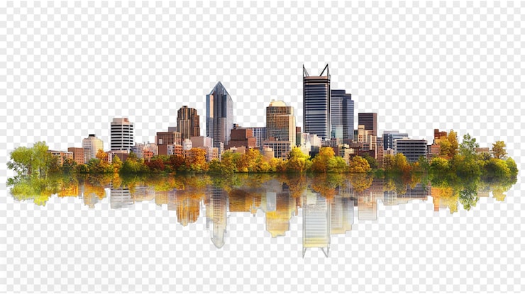 PSD skyline miasta durham wyizolowany na przezroczystym tle