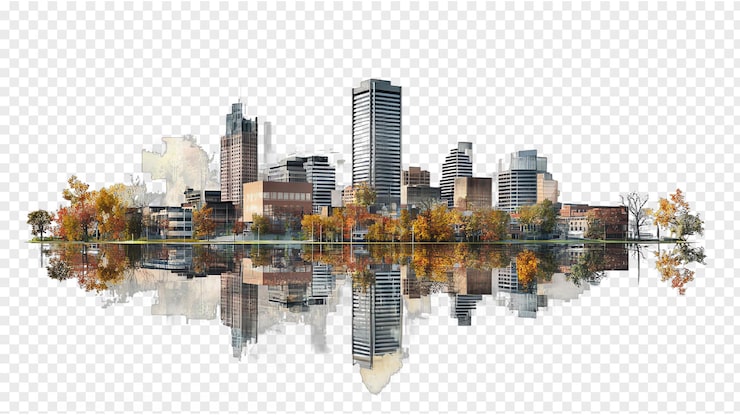PSD skyline miasta durham wyizolowany na przezroczystym tle