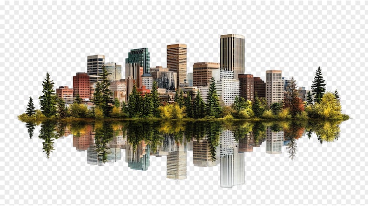 PSD skyline miasta spokane izolowany na przezroczystym tle