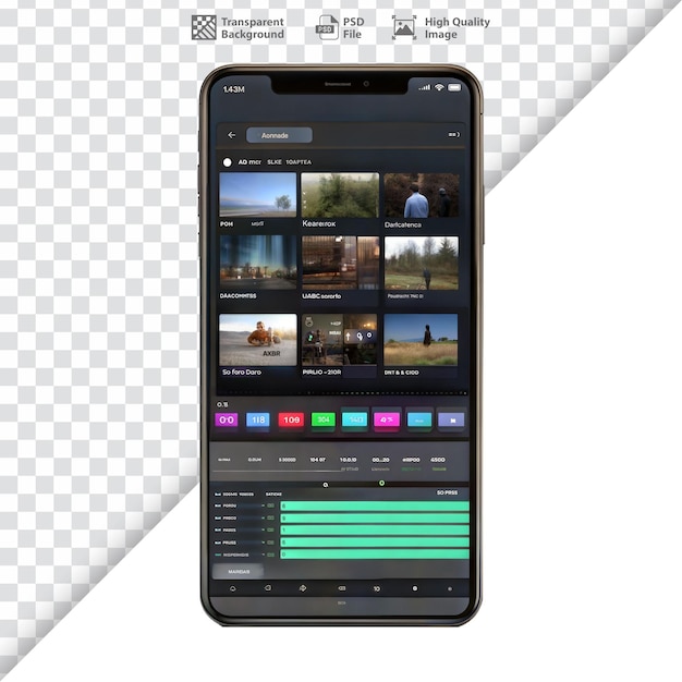 PSD smartphone met een media-bewerkingsapp-interface