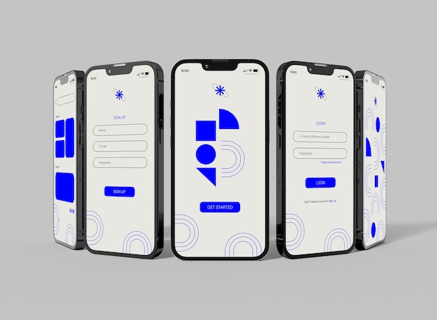 PSD smartphone skjermer design mockup
