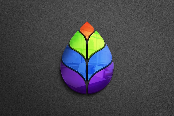 PSD smukt farverigt bladlogo design