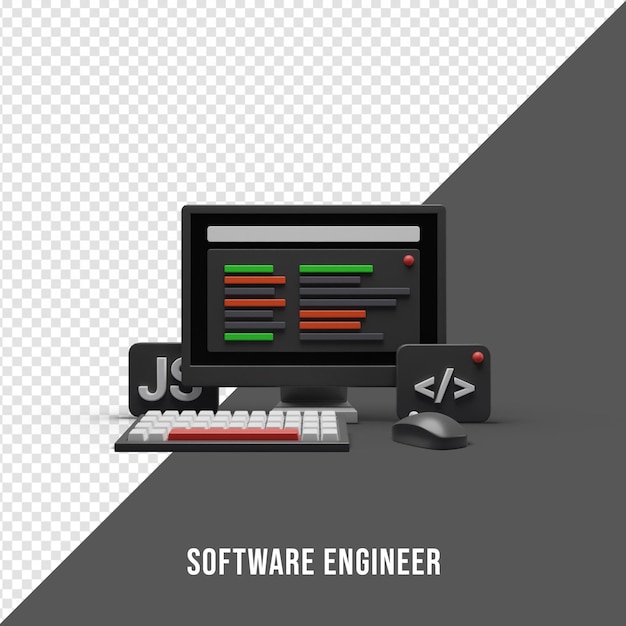 PSD software engineer computer scherm illustratie concept 3d-rendering