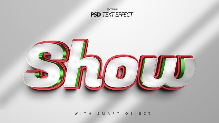PSD sølv rød show film 3d tekst effekt skabelon design