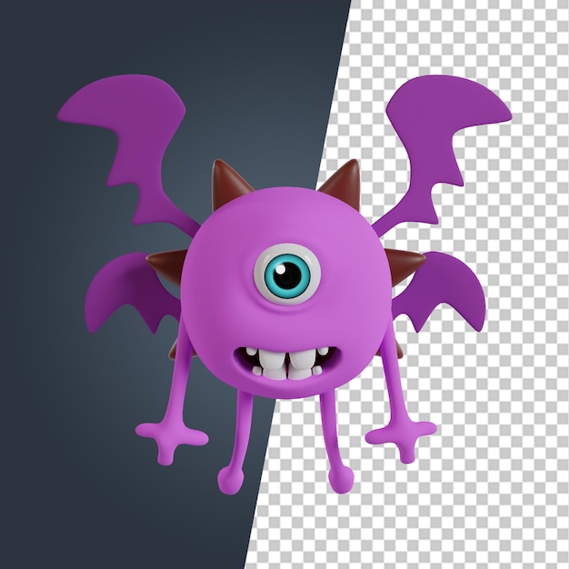 PSD søtt chibi-monster, 3d-gjengivelse