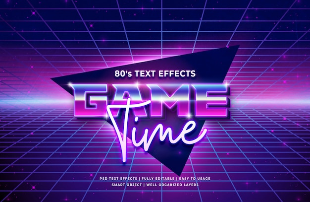 PSD spilletid 80'er retro tekst effekt