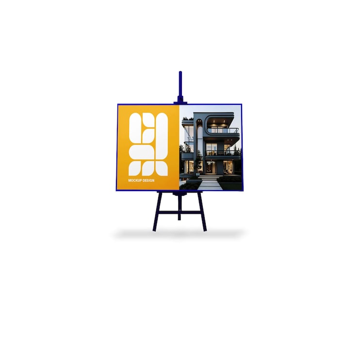PSD staffeli der viser arkitekturbillede og logo-mockup