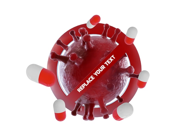 PSD stoppa corona virus mockup 3d rendering design