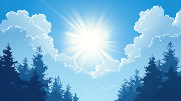 PSD 森 の 上 の 雲 を 透く 太陽 の 光