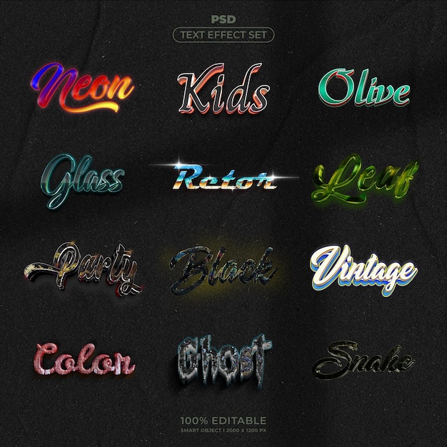 PSD text effect psd set