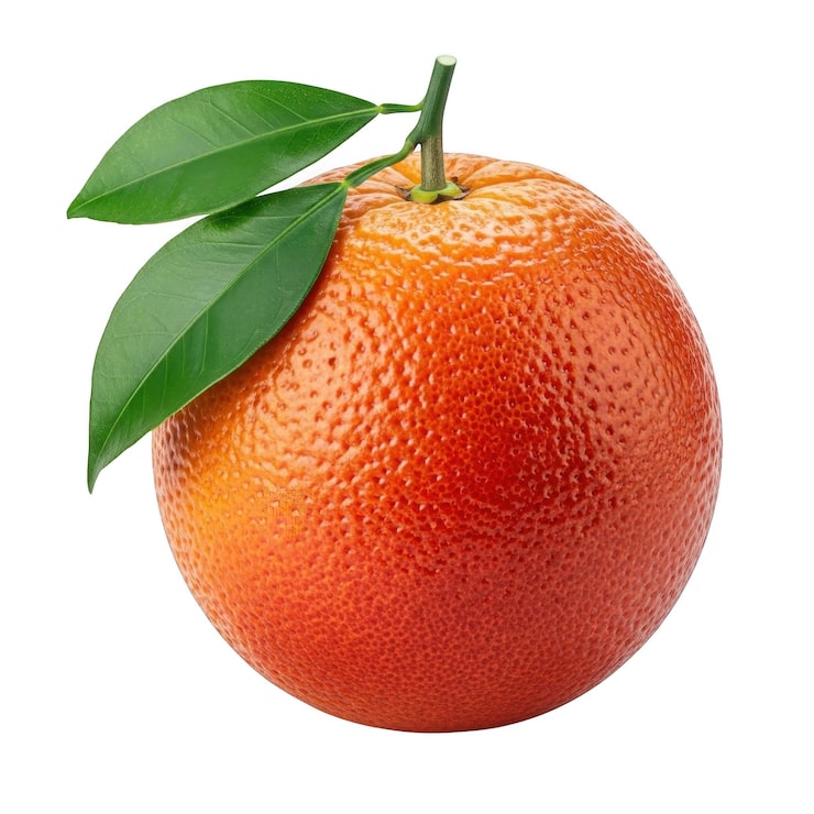 PSD tuore appelsiini vihreillä lehdillä