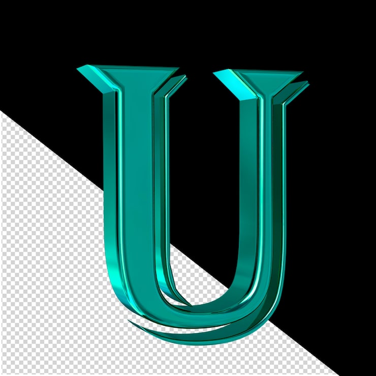 PSD turkis symbol sett fra venstre 3d bokstav u